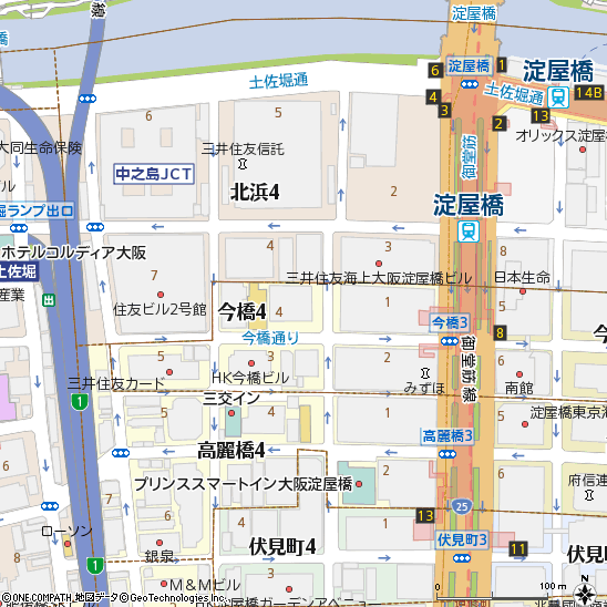 大阪支店付近の地図